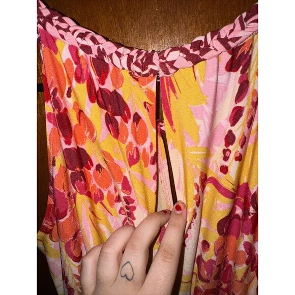 Wisp Womens Floral Pink And Yellow Maxi Dress Size 8 - Picture 8 of 8